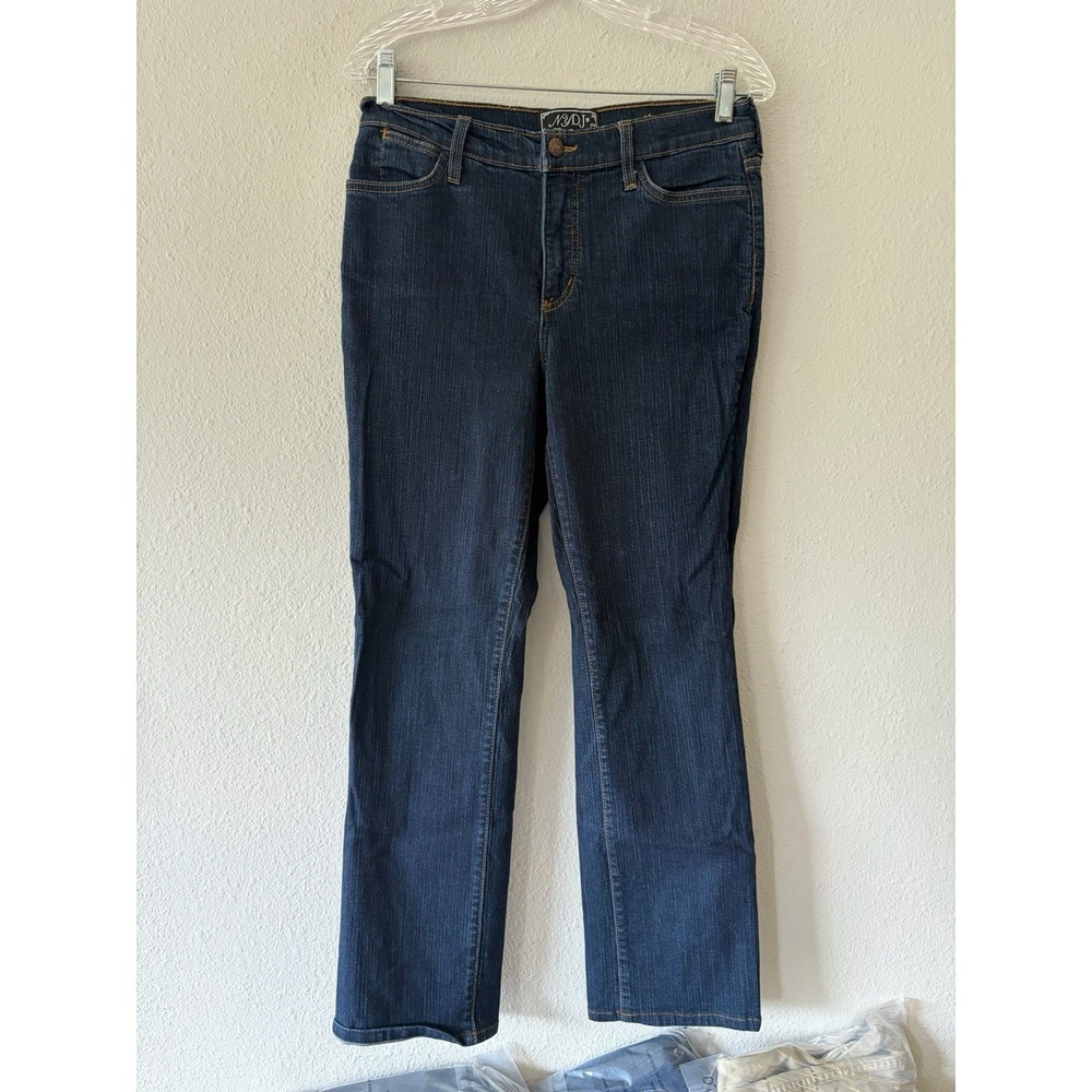 NYDJ Lift Tuck Technology Women's Dark Wash Mid Rise Straight Denim Jeans 10P